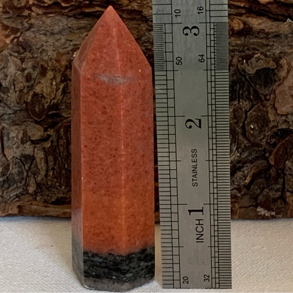 Red Calcite Crystal Tower Healing Point Obelisk Chakra Stone Reiki Wand 3.2" 68g - Picture 14 of 14